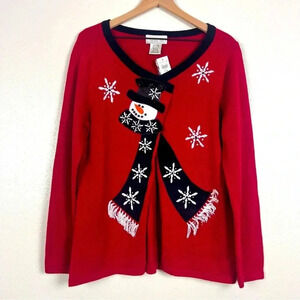 NWT Mandal Bay Vintage Snowman Cardigann